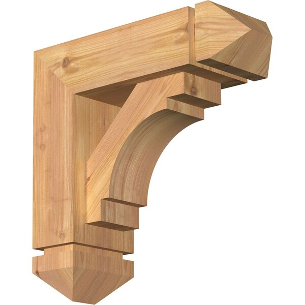 Ekena Millwork Merced Arts and Crafts Smooth Bracket w/ Offset Brace, Western Red Cedar, 5 1/2"W x 16"D x 16"H BKT0604X16X16MRC03SWR - main